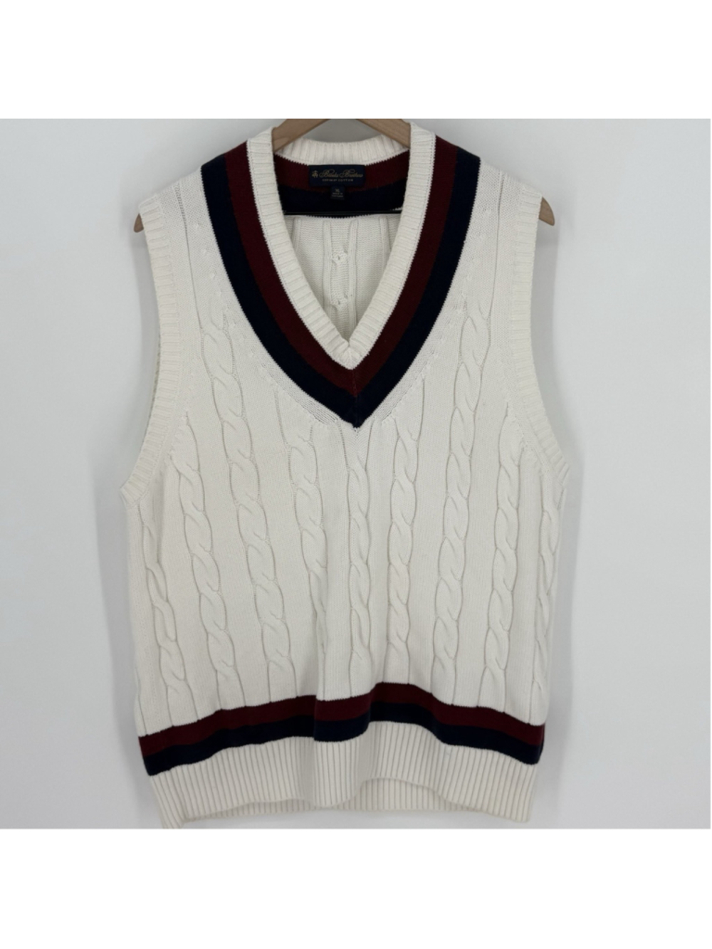 Brooks Brothers Vintage-Inspired Tennis V-Neck Vest in Supima® Cotton Size XL